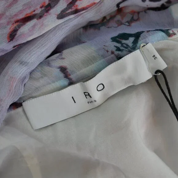 IRO Paris Jofrey Ruffle Mini Dress in Lilas Multico Sz 2 - Picture 6 of 10